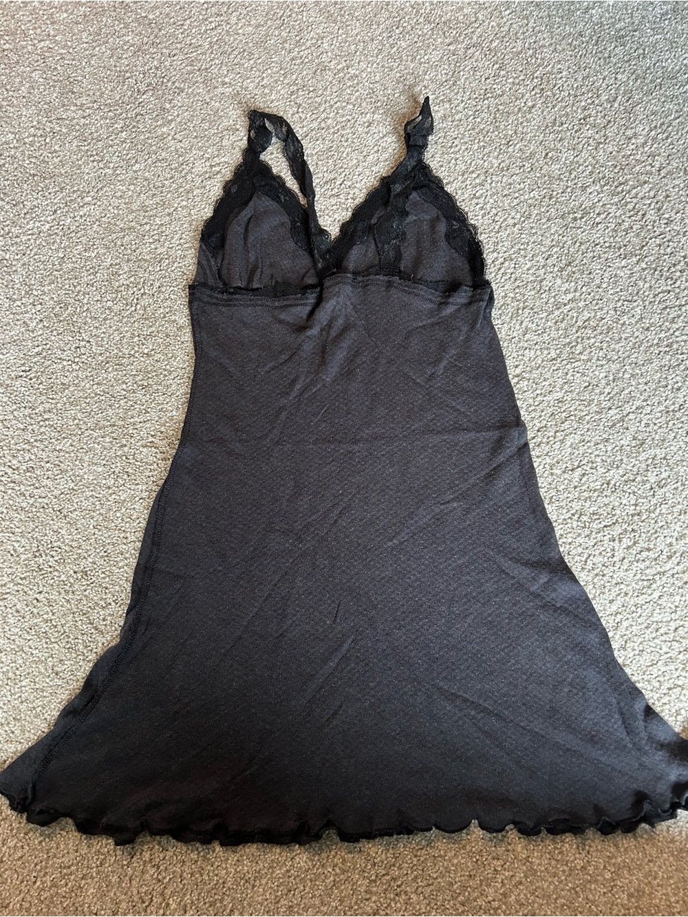Boutique Black Lace Trim Chemise Nightgown Sleep Dress Women’s L
